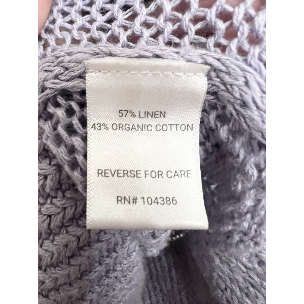 Garnet Hill Lilac Linen Organic Cotton Cable Knit Sweater Size Large Beachy Top - Picture 7 of 8